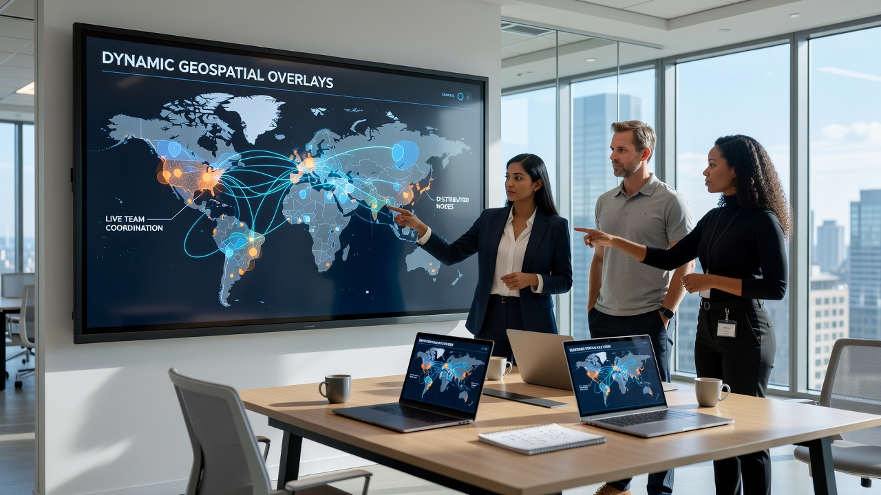 Exploring Dynamic Geospatial Overlays in Collaborative Mapping Platforms for Distributed Team Coordination